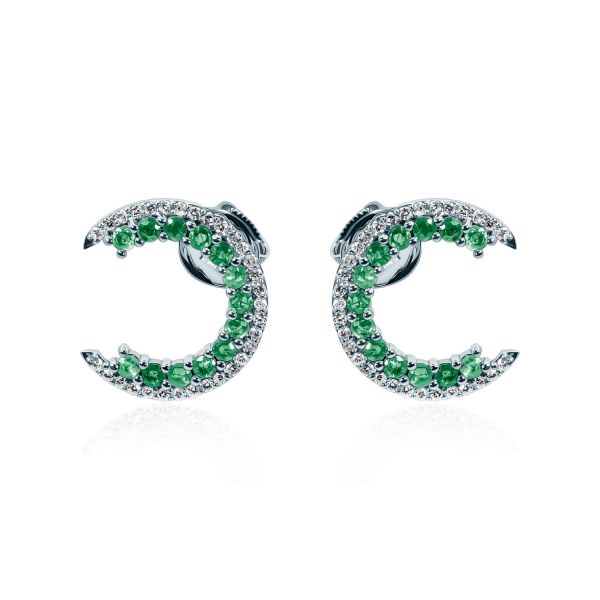 Emerald & White Diamond Earrings Green Caelum