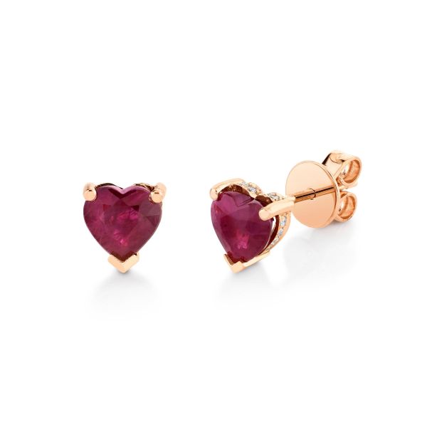 RUBY HEART HALO STUDS