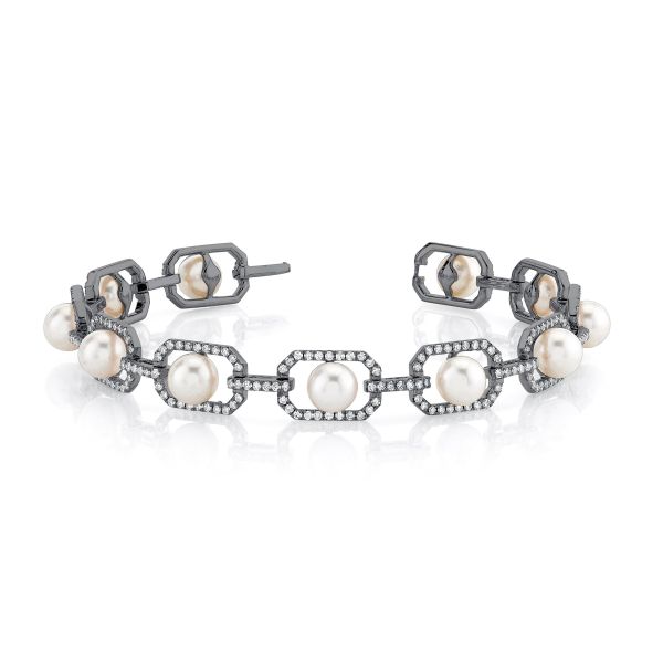 CAGED PEARL & DIAMOND BRACELET