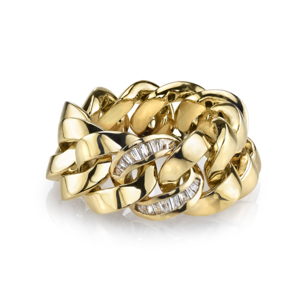 SINGLE DIAMOND BAGUETTE ESSENTIAL LINK RING