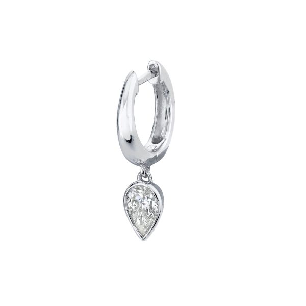 SINGLE DIAMOND PEAR DROP HUGGIE