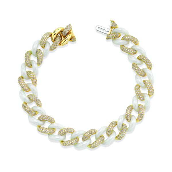 DIAMOND PAVE & WHITE CERAMIC ESSENTIAL LINK BRACELET