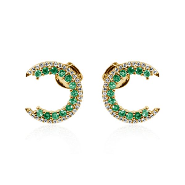 Emerald & White Diamond Earrings Green Caelum