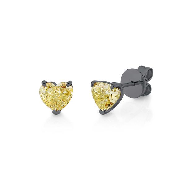 YELLOW DIAMOND HEART STUDS