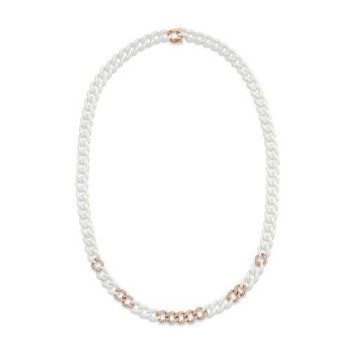 11 PAVE & WHITE CERAMIC MEDIUM LINK NECKLACE
