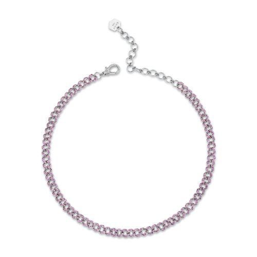 PINK SAPPHIRE MINI PAVE LINK CHOKER