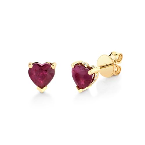 RUBY HEART HALO STUDS