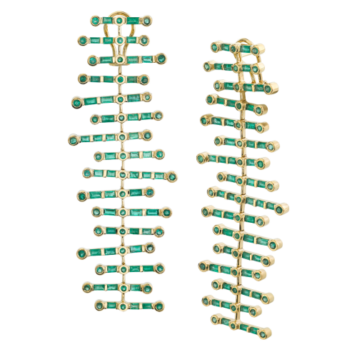 READY TO SHIP EMERALD FISHBONE DROP EARRINGS