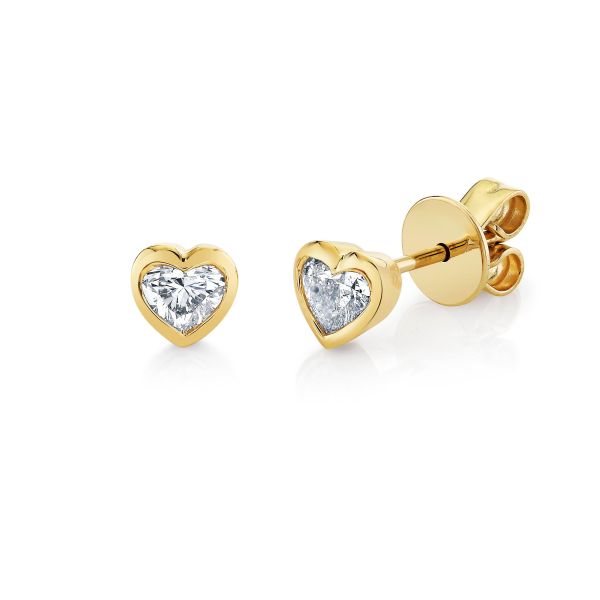 DIAMOND BEZEL HEART STUDS