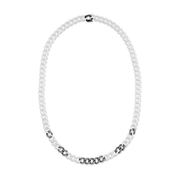 11 PAVE & WHITE CERAMIC MEDIUM LINK NECKLACE