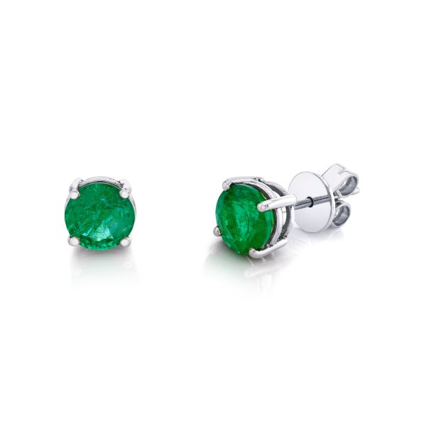 ROUND EMERALD STUDS