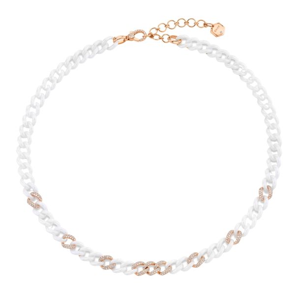 9 PAVE & WHITE CERAMIC MEDIUM LINK NECKLACE