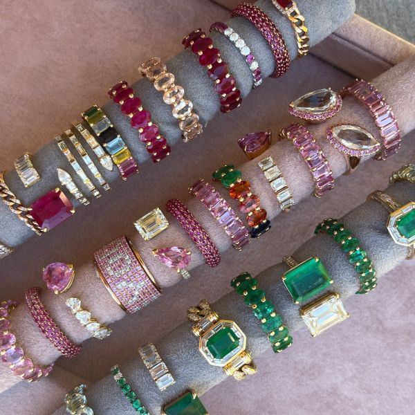 DIAMOND & PINK SAPPHIRE "I LOVE YOU" SPINNER RING