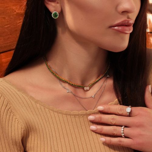 Emerald & Diamond Necklace Pavo