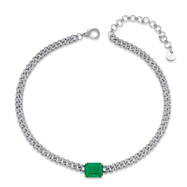 EMERALD PENDANT LINK NECKLACE