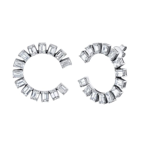 READY TO SHIP DIAMOND EMERALD CUT ETERNITY EARRINGS