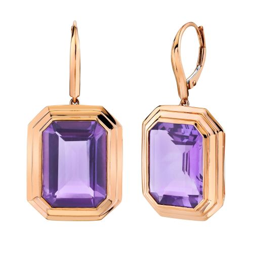 READY TO SHIP AMETHYST PORTRAIT STEP EARRINGS