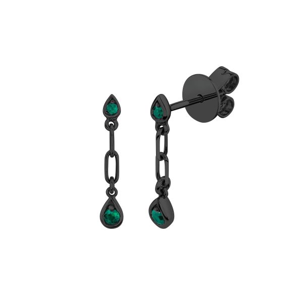 MINI ME EMERALD DANGLE DROP STUDS