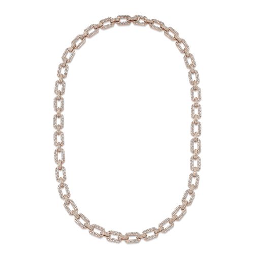 DIAMOND PAVE DOME FLAT LINK NECKLACE