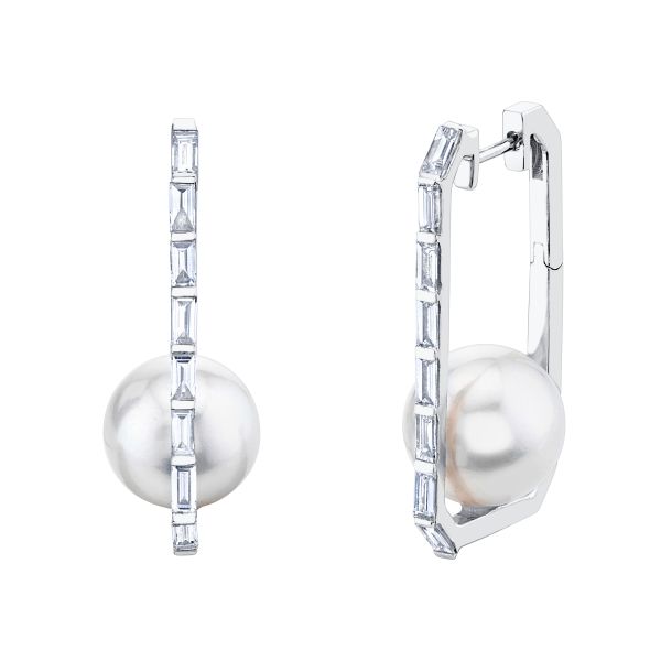 CAGED PEARL & DIAMOND DROP EARRINGS