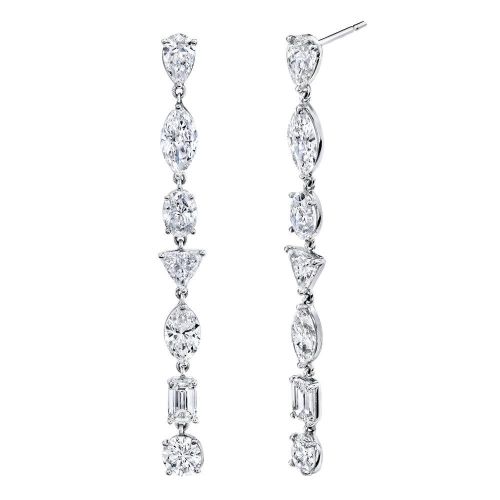 READY TO SHIP MIXED DIAMOND DROP EARRINGS, 14CTS