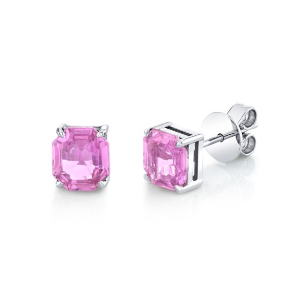 PINK SAPPHIRE ASSCHER CUT STUDS