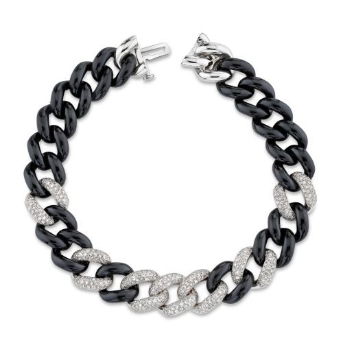 DIAMOND 7 PAVE & BLACK CERAMIC ESSENTIAL LINK BRACELET