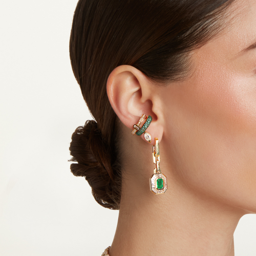 READY TO SHIP EMERALD & DIAMOND HALO MINI DECO EARRINGS