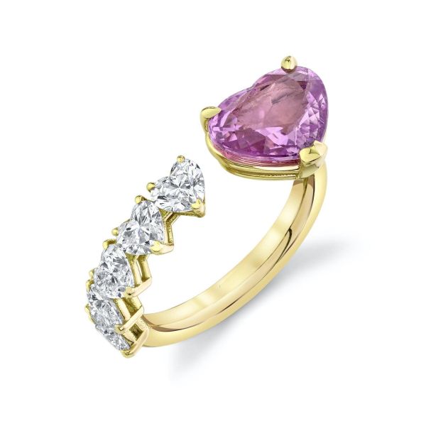 FLOATING PINK SAPPHIRE HEART & DIAMOND RING