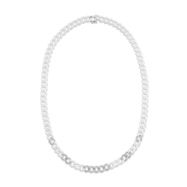 11 PAVE & WHITE CERAMIC MEDIUM LINK NECKLACE
