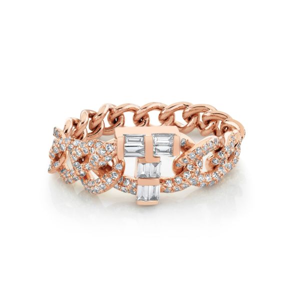 DIAMOND BAGUETTE PERSONALIZED INITIAL GRADUAL LINK RING