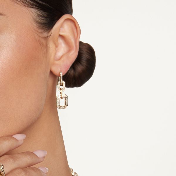 DIAMOND 3 IN 1 PAVE GRADUAL DECO LINK DROP EARRINGS