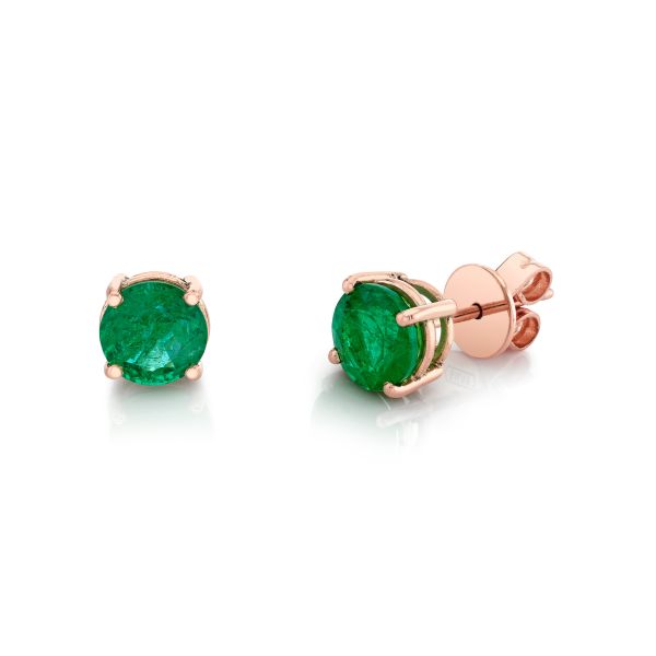 ROUND EMERALD STUDS