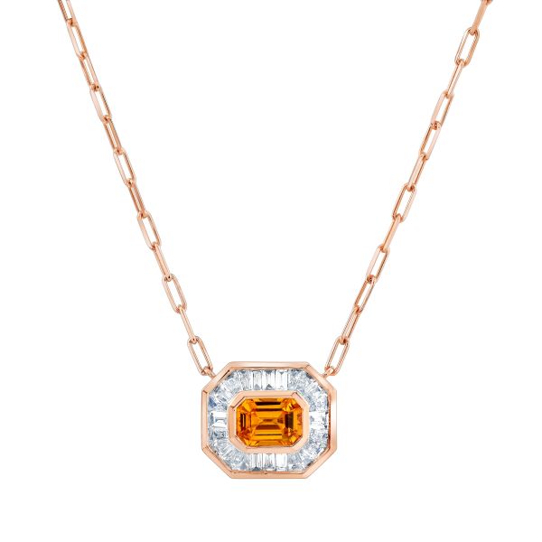 YELLOW SAPPHIRE & DIAMOND HALO MINI DECO LINK PENDANT