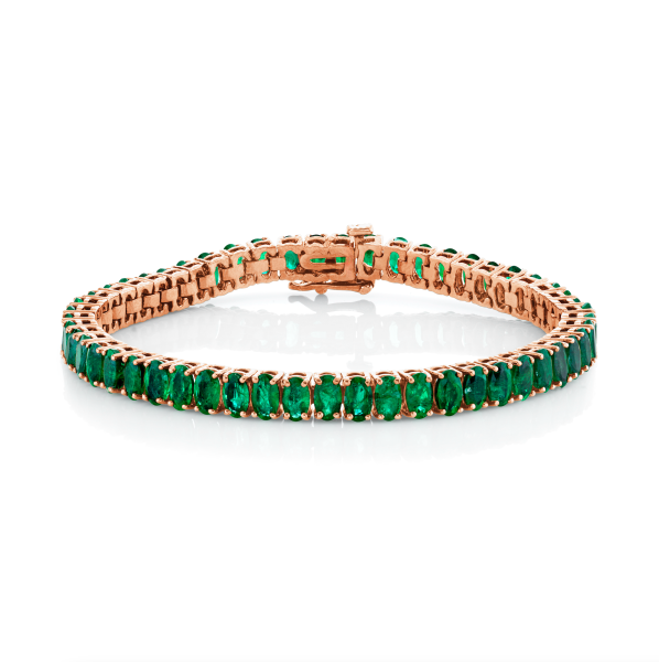 COLOMBIAN EMERALD OVAL TENNIS BRACELET, 14cts
