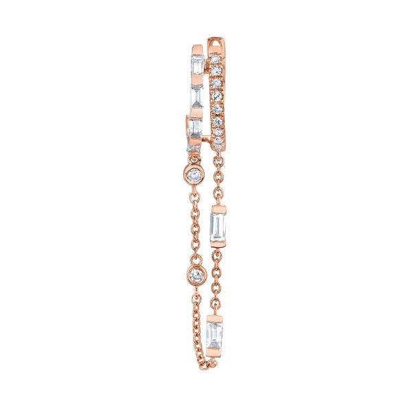 SINGLE DIAMOND DOUBLE MIXED FRINGE HUGGIE