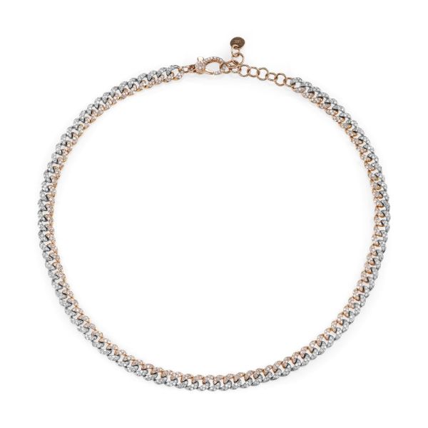 DIAMOND TWO-TONE PAVE MINI LINK NECKLACE