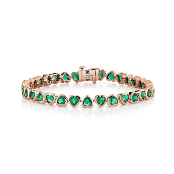 EMERALD BEZEL HEART TENNIS BRACELET
