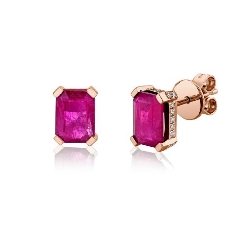 RUBY RECTANGLE HALO STUDS