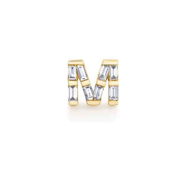 DIAMOND BAGUETTE SINGLE INITIAL STUD