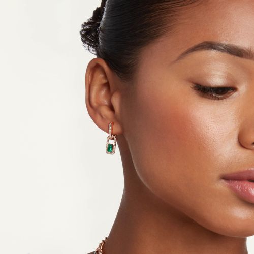 READY TO SHIP EMERALD & DIAMOND HALO LINK EARRING