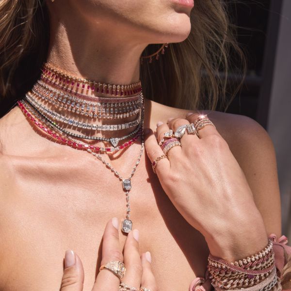 DIAMOND HEART BAGUETTE TENNIS NECKLACE