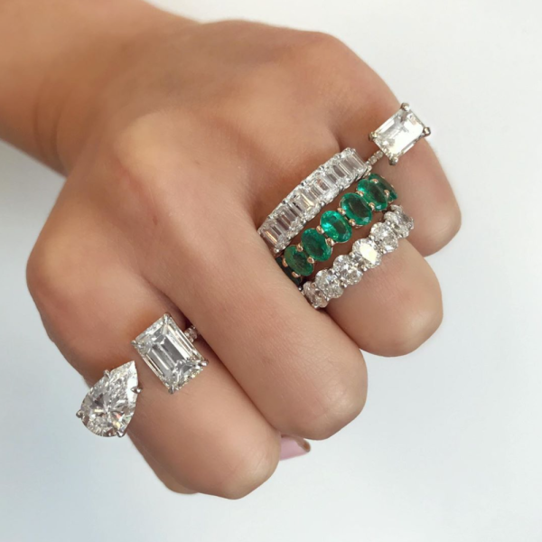 DIAMOND EMERALD CUT ETERNITY BAND, 5cts