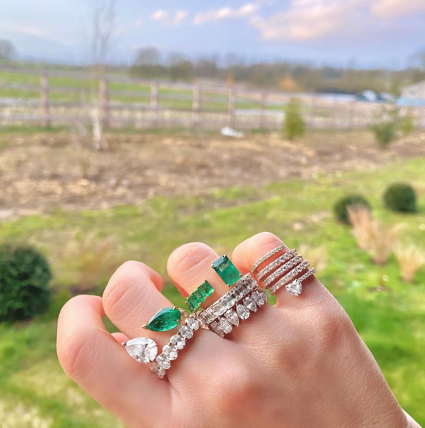 FLOATING EMERALD & DIAMOND RING