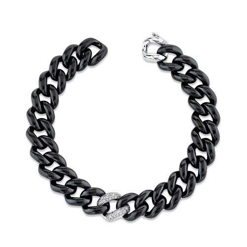 DIAMOND SINGLE PAVE & BLACK CERAMIC ESSENTIAL LINK BRACELET