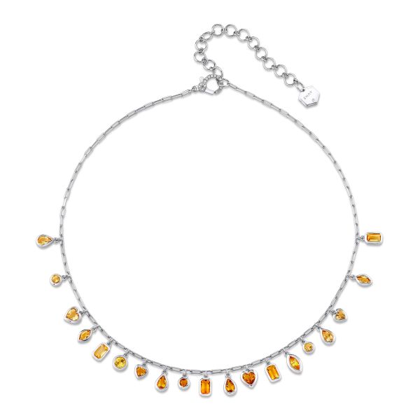 YELLOW SAPPHIRE & CITRINE BEZEL MIXED DROP NECKLACE
