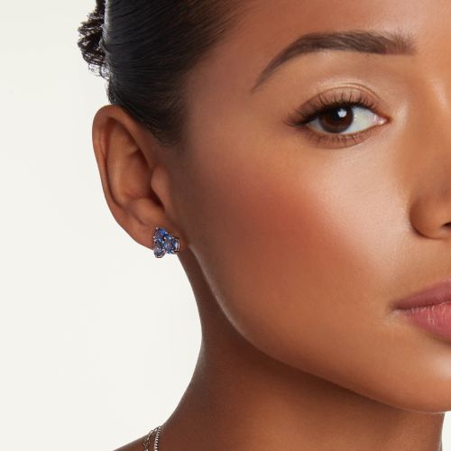 SMALL OMBRE CEYLON BLUE SAPPHIRE TRIPLE GEM STUDS