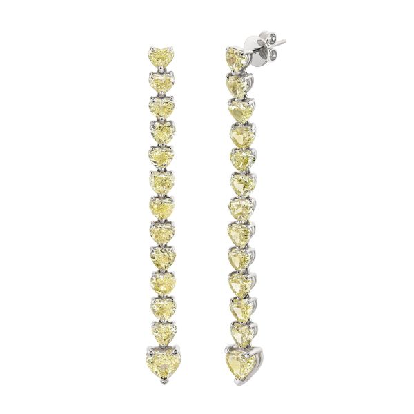 FANCY YELLOW DIAMOND 13 HEART DROP EARRINGS