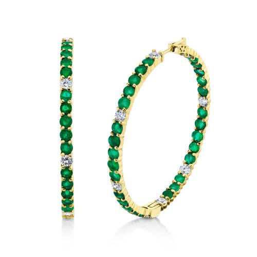 EMERALD & DIAMOND LARGE INSIDE OUT HOOPS