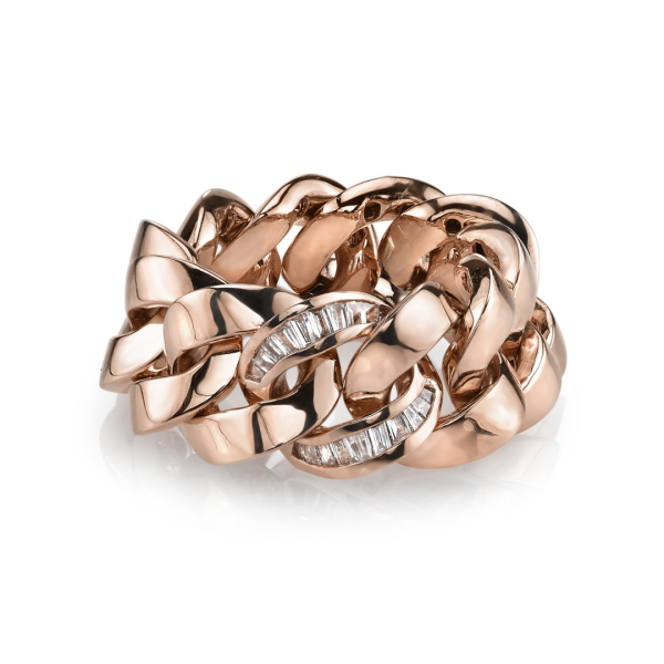 SINGLE DIAMOND BAGUETTE ESSENTIAL LINK RING